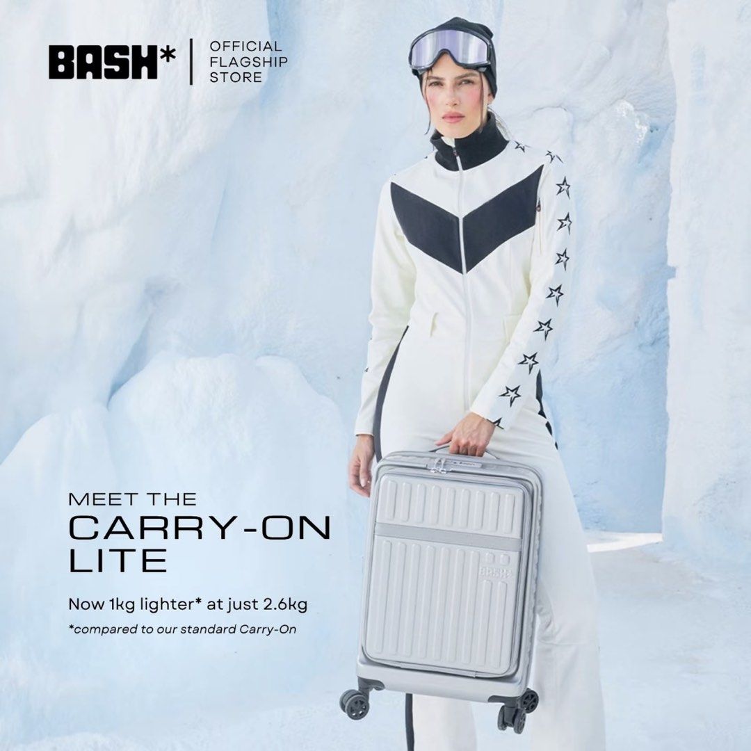 BASH Carry-On Lite Luggage Mist (Category: Luggage) located in Makati City. Submitted by krsst (Listing ID 1467013524, Image 2). Description: - Brand: BASH Carry-On Lite - Color: Silver/Mist - Weight: Ultra-light at 2.6kg (perfect for flights and weekend trips) - Design: Single top opening with a clean, modern look - Capacity: Expandable up to 5cm for extra packing space - Mobility: 360-degree silent wheels with aluminum telescopic handle - Secur