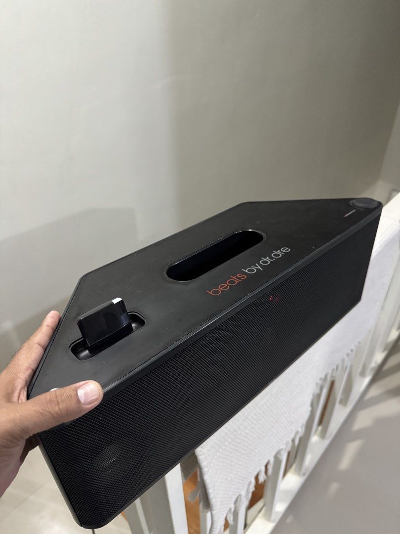 Beats by Dr. Dre Beatbox Portable Speaker (Category: Soundbars, Speakers & Amplifiers) located in Cavite. Submitted by marcuz1316 (Listing ID 1467112844, Image 2). Description: - Brand: Beats by Dr. Dre - Model: Beatbox Portable Speaker - Color: Classic Black - Compatibility: Built-in dock connector for older Apple devices (30-pin) - Connectivity: Line-in port on the back panel for other audio sources - Portability: Features a built-in carry hand