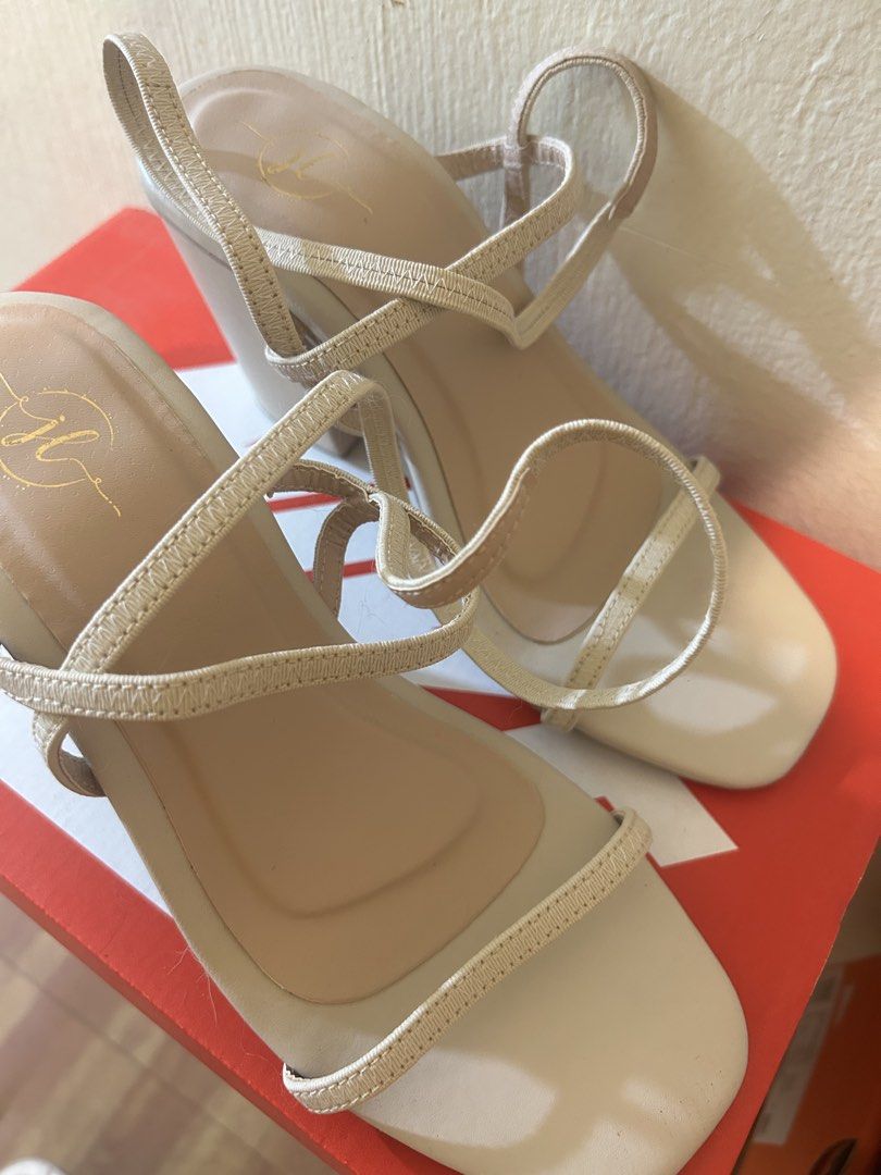 Beige Strappy Block Heel Sandals (Category: Heels) located in Manila. Submitted by elairdll (Listing ID 1467078446, Image 3). Description: Used once only. Size 8 W. 3.5 inches RFS: decluttering 📍Dasma Cavite/Las Piñas area. SF c/o buyer. .
