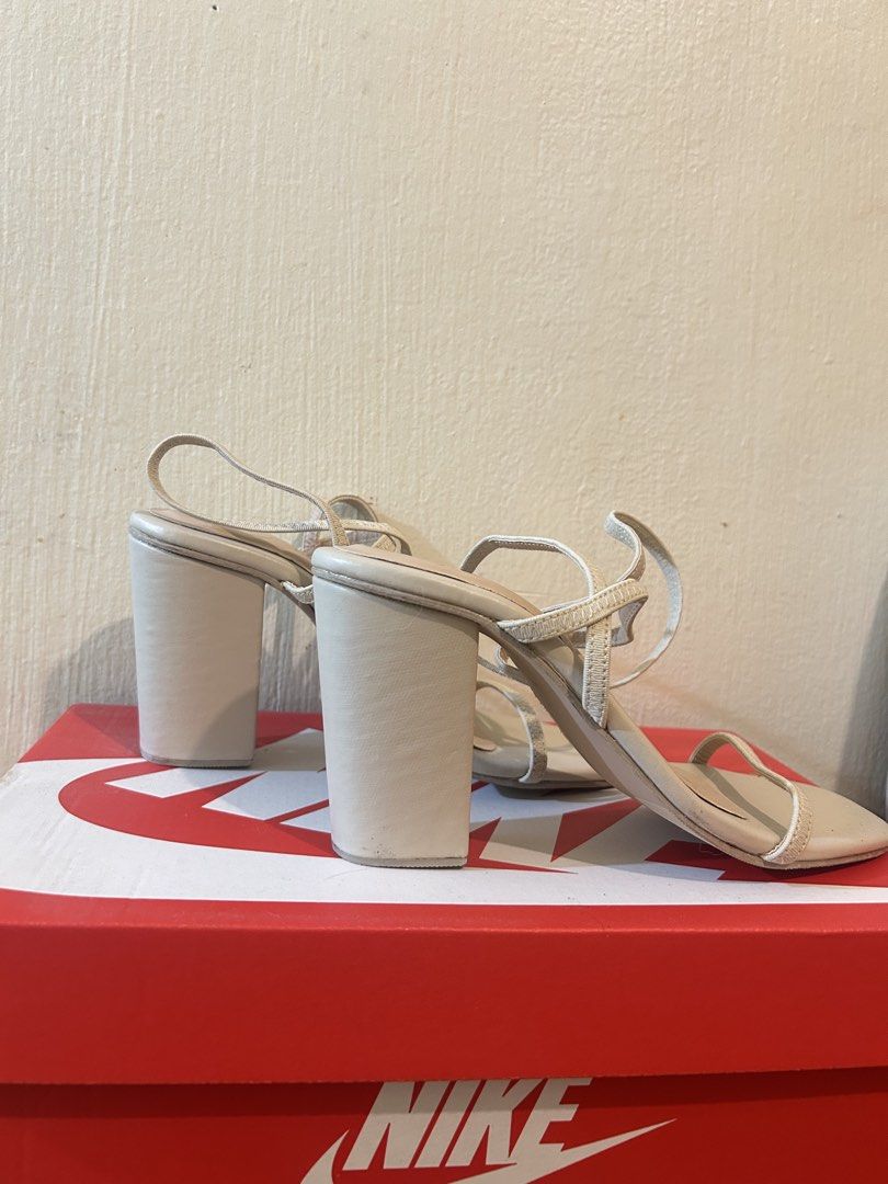Beige Strappy Block Heel Sandals (Category: Heels) located in Manila. Submitted by elairdll (Listing ID 1467078446, Image 2). Description: Used once only. Size 8 W. 3.5 inches RFS: decluttering 📍Dasma Cavite/Las Piñas area. SF c/o buyer. .