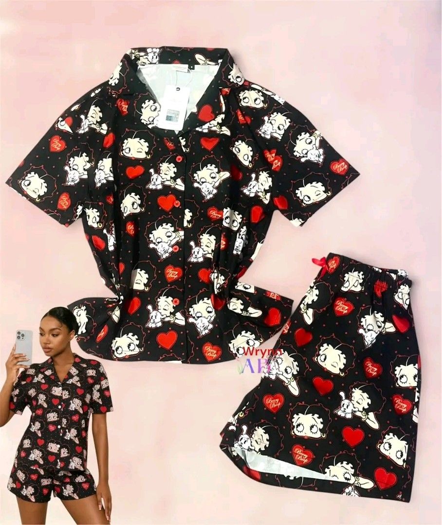 Betty Boop sleepwear (Category: Activewear) located in Cainta. Submitted by sabvienmarie.12 (Listing ID 1467145976, Image 1). Description: Available‼️ BN 🍒 Betty boop She(ï)n Sleepwear 💋ྀིྀི · ꫂ ၴႅၴ · ❦. · ﾒ૦ﾒ૦💋 👠 🏷️ Small on tag, but fits up to LARGE! (malaki ang tahi/cut!) 📌 Recommended Fit: Best fits Medium to Large (Keri din sa Small if gusto ng oversized look) *ibang available items sa comsec!! 𐙚 𝐌𝐨𝐝𝐞 𝐨𝐟 delivery: 📦J&T (54 min 
