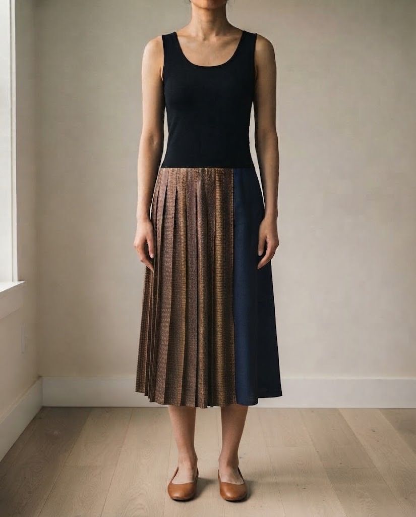 BLACK BROWN PLEATED DRESS medium (Category: Dresses) located in Marikina City. Submitted by minimalistmanila (Listing ID 1465404349, Image 1). Description: Imported black multicolored dress from Singapore. Top is black, lower is pleated skirt in brown and navy blue. 37.5 inches length. Unique style. Fits medium. Wear as is or top with a blazer. Order now! .