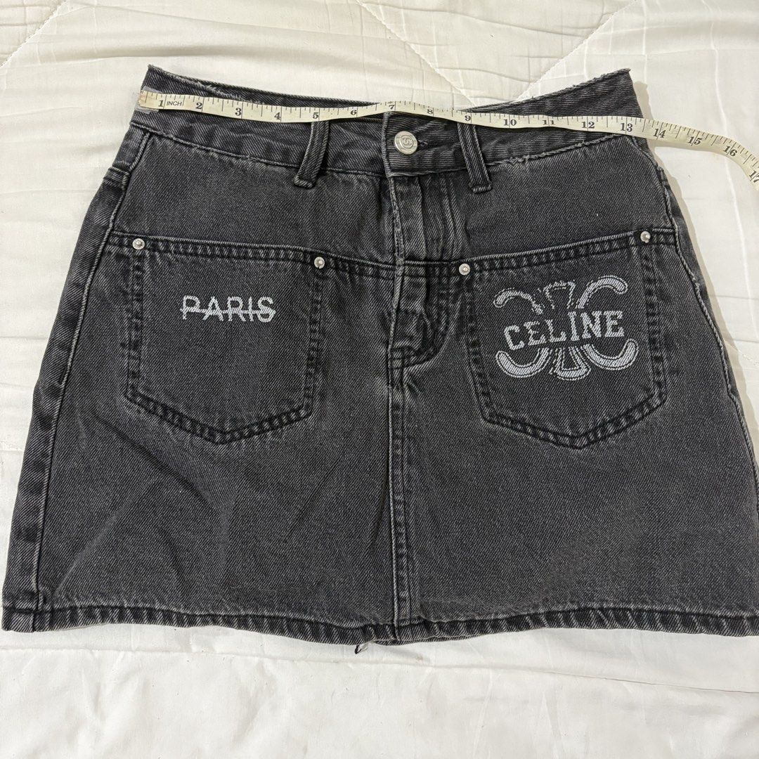 Black Denim Skirt - Celine Design (Category: Skirts) located in Dasmarinas. Submitted by twiceasnewph (Listing ID 1467122177, Image 1). Description: Preloved size waist 26 inches length 14 inches Rfs: decluttering.