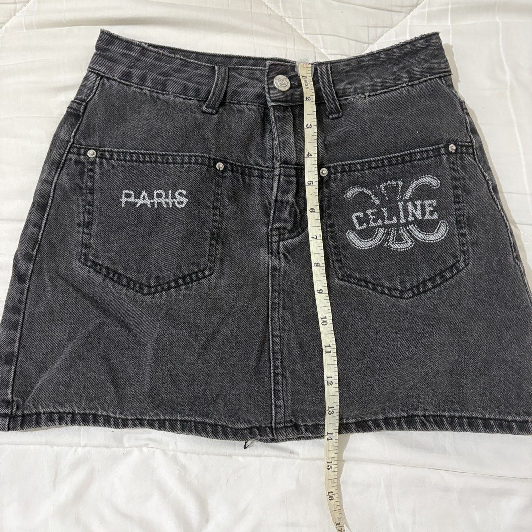 Black Denim Skirt - Celine Design (Category: Skirts) located in Dasmarinas. Submitted by twiceasnewph (Listing ID 1467122177, Image 2). Description: Preloved size waist 26 inches length 14 inches Rfs: decluttering.