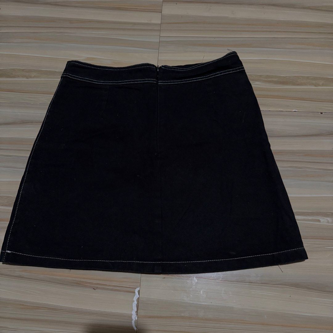 Black denim skort with white contrast stitching (Category: Skirts) located in Mabalacat. Submitted by ilovegyu (Listing ID 1467165833, Image 1). Description: - 29 waist.