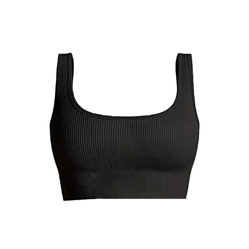 Black Ribbed Sports Bra (Category: Activewear) located in Quezon City. Submitted by gg.finds (Listing ID 1467129260, Image 2). Description: - only used once - ribbed, comfy material for everyday or activewear 🩷 - round scoop neck with thick straps at the front, v neck at the back - has a band under for better support - size: Small - rfs: decluttering.