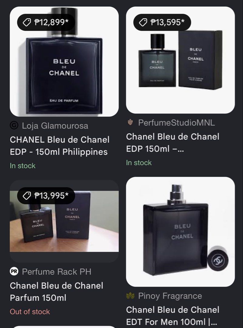 Bleu de Chanel (150 ml) (Category: Fragrance & Deodorants) located in Bulacan. Submitted by shopwithme_23 (Listing ID 1467145053, Image 2). Description: •BNIB •EDP •150 ml ₱9,950 onlyy Retails for 12-13k+++ .