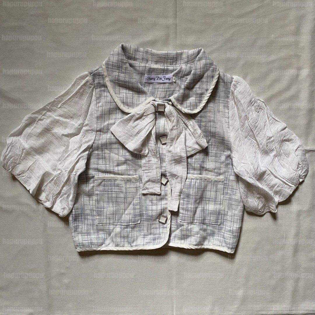 Blue Plaid Collared Button-up White Bubble Sleeve Bow Blouse (Category: Blouses) located in Subic. Submitted by hapurupuppu (Listing ID 1467025265, Image 1). Description: 🛒ITEM DETAILS • xs to small • functional buttons and pockets ❗️IMPORTANT REMINDERS • first to pay gets the item. no cod/cop. • seller will not be liable for any issues once item is shipped. • buyer pays for the shipping fee. • all items are available as long as it is posted. • 