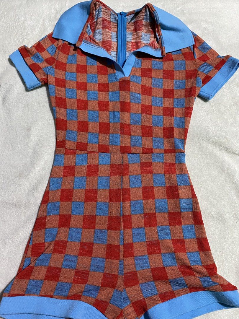 blue red checkered romper (Category: Rompers) located in Balanga. Submitted by cheolchansol (Listing ID 1467124069, Image 1). Description: mop: gcash mod: direct jnt s- m.