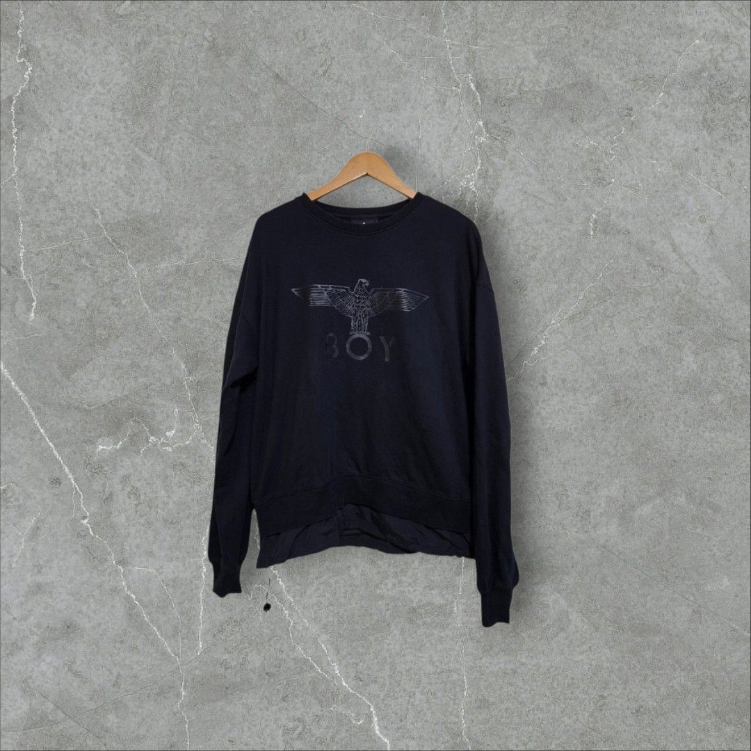 Boy london black crewneck (Category: Coats, Jackets and Outerwear) located in Baguio. Submitted by fadexquisite (Listing ID 1467098052, Image 1). Description: Boy london black crewneck Large 28x24 Excellent condition 700 plus ship fee.