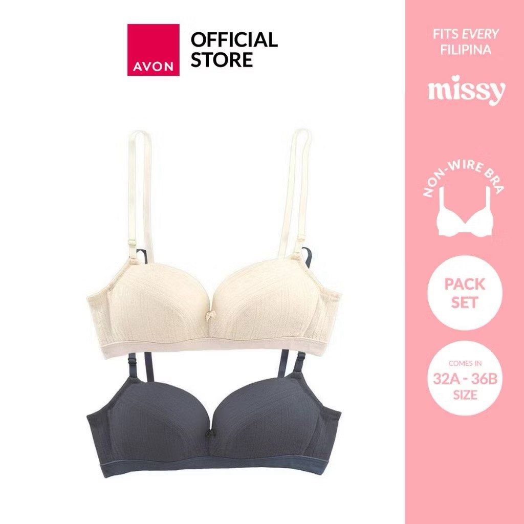 BRAND NEW Avon Missy Daisy Basic Bra Set (Cream & Gray Bundle) (Category: Undergarments & Loungewear) located in Quezon City. Submitted by gg.finds (Listing ID 1467118724, Image 2). Description: - brand new, never worn. orig price is 940 - comfy and breathable material for everyday wear 🩷 - adjustable straps, non wire bra - size: 34A - colors: Cream Beige & Light Gray - rfs: wrong size.