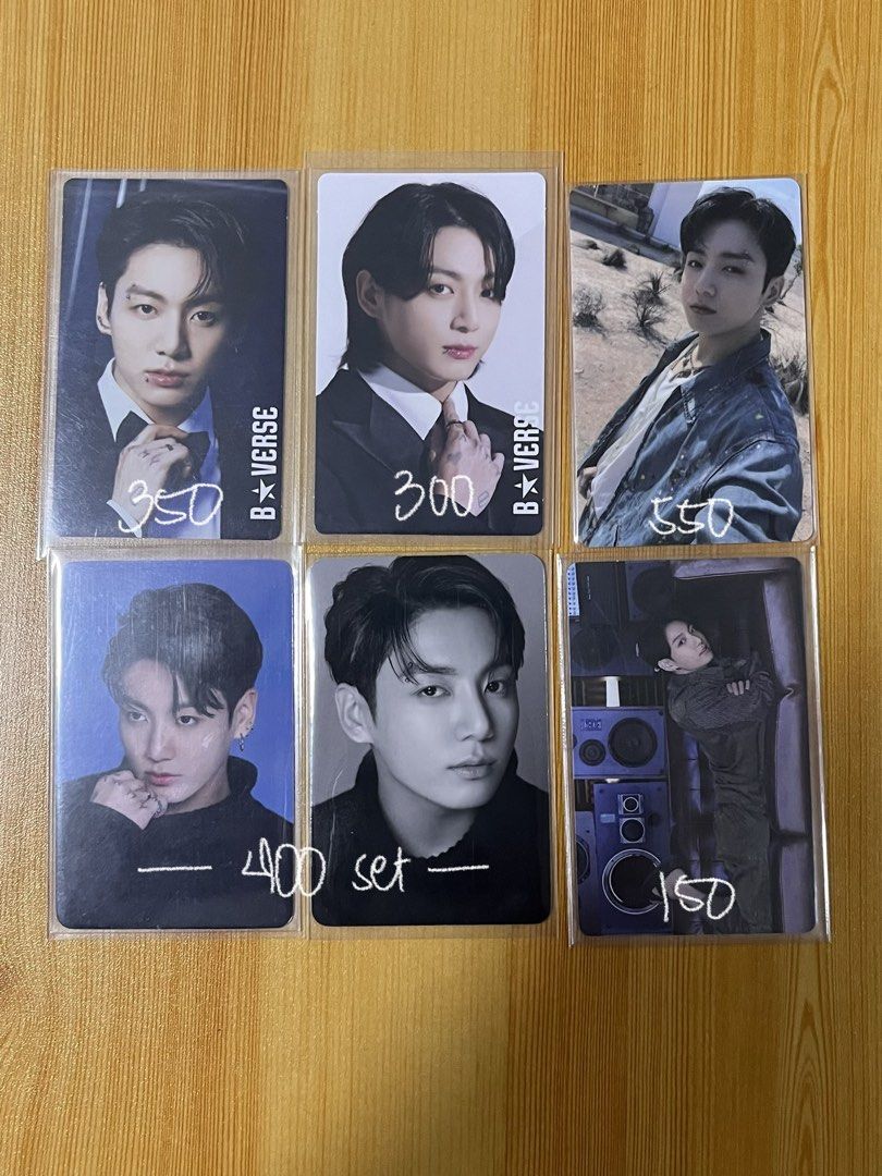 BTS JUNGKOOK PHOTOCARDS PC (Category: K-Wave Merchandise) located in Mandaluyong City. Submitted by bluevinyl (Listing ID 1467096984, Image 1). Description: - prices on the pic - onhand - all in good condi but still x sensi mop: gcash/gotyme/bpi mod: j&t / same day delivery loc: mandaluyong.