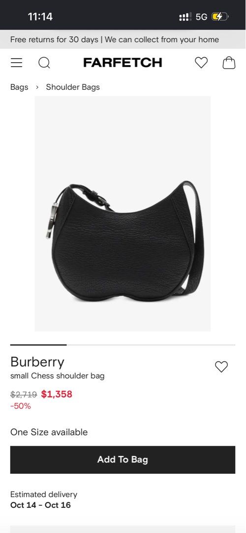 Burberry Small Chess Leather Bag (Category: Luxury Bags & Wallets) located in Bulacan. Submitted by kokokrunchynft (Listing ID 1467095579, Image 2). Description: - Brand: Authentic Burberry - Style: Small Chess shoulder bag in black grained leather - Design: Unique curved shape with metal hardware detail - Inclusions: Original dust bag with original card and tag - Condition: Stored carefully in a smoke-free home -Sells for 84k online. Price sligh