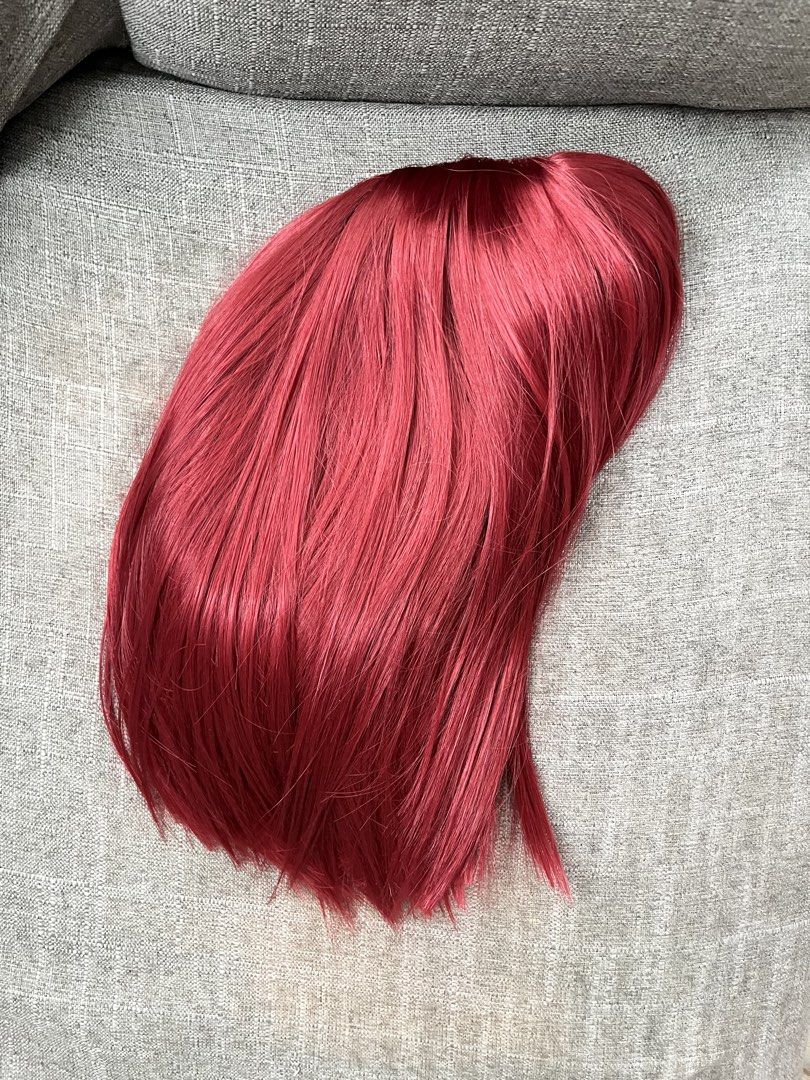 Burgundy bob wig (Category: Hair Accessories) located in Quezon City. Submitted by decluttermeee (Listing ID 1467021089, Image 1). Description: Brand new Just tried it didnt like the length on me 12inches Perfect for halloween costume.