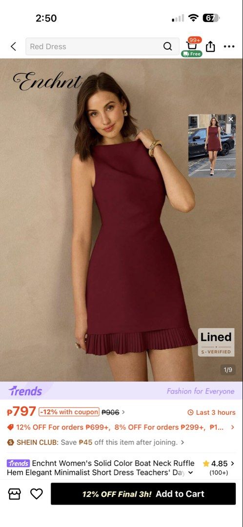 Burgundy Dress (Category: Dresses) located in Makati City. Submitted by prelovedbylexie (Listing ID 1467030017, Image 1). Description: brand new impulsive buying lol medium frame.