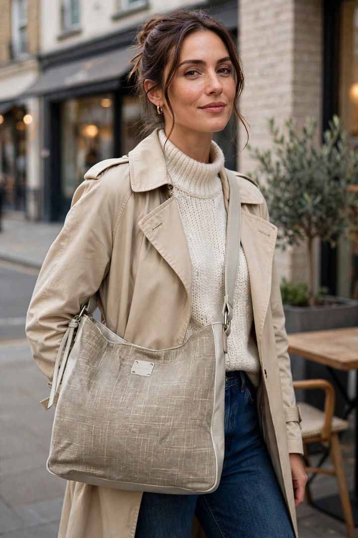 Calvin Klein Grey Crossbody Shoulder Bag - Authentic (Category: Cross-body Bags) located in San Pedro. Submitted by lifebeginsaftercoff33 (Listing ID 1467072243, Image 1). Description: - Authentic Calvin Klein crossbody shoulder bag - Chic grey woven texture canvas fabric with solid grey faux leather trim - Adjustable strap with buckle and sleek branded front metal plaque - Secure magnetic snap top closure - Roomy slouchy interior lined with CK l