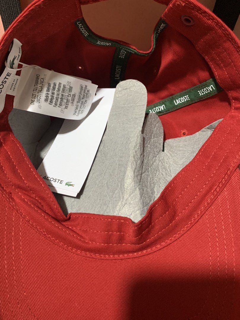 cap for men/women (Category: Everything Else Others) located in General Trias. Submitted by vpshoppe (Listing ID 1467117566, Image 3). Description: Original Lacoste cap rare design color:red brandnew one size Limited edition design original price 4500.