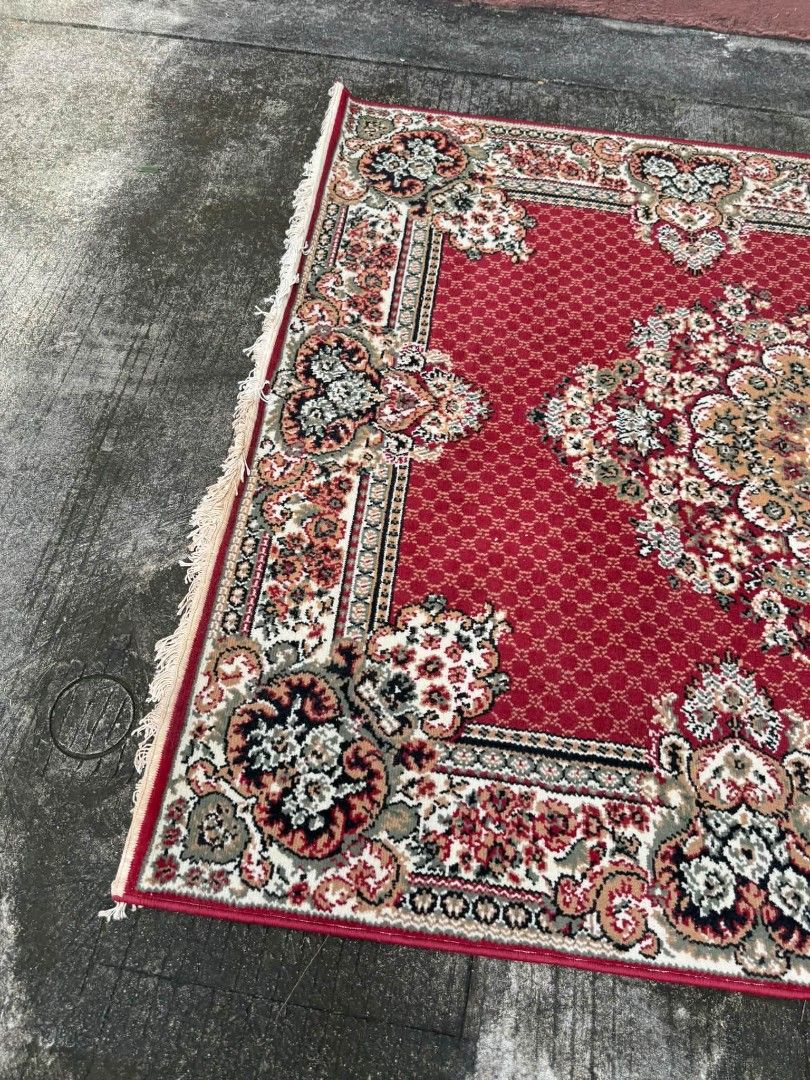 Carpet (Category: Other Home Furniture) located in Meycauayan. Submitted by marygracecasimiro (Listing ID 1467052440, Image 3). Description: Available- Red Persian Style Carpet 163 x 231 cm No maker’s tag In good condition 6k Please check photos before buying✅ DM to purchase 🧡 Please manage your expectations all items are vintage unless stated otherwise. Major issues will be stated or shown through pictures if there is any.🩷.
