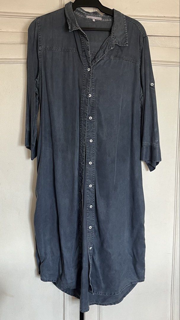 Cecil Dark Grey Button Down maternity Dress Size M (Category: Dresses) located in Quezon City. Submitted by jellycooties (Listing ID 1467004820, Image 1). Description: - Brand: Cecil - Style: Button-down shirt dress - Color: Washed dark grey - Size: Medium - Sleeves: Mid-length with roll-up button tabs - Pockets: Two functional side pockets - Details: Full front button placket and pleated back yoke - Fit: Soft and relaxed for effortless casual we