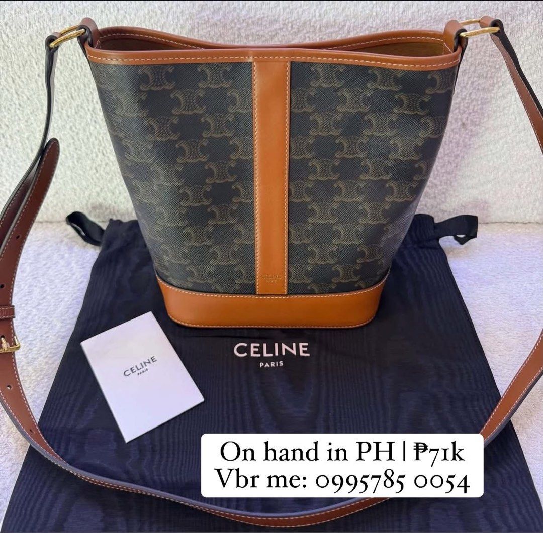 Celine Mini Vertical Cavas in Triomphe Canvas (Category: Luxury Bags & Wallets) located in Manila. Submitted by deiclacio_ (Listing ID 1466981201, Image 2). Description: On hand in PH Vbr me: 0995785 0054.