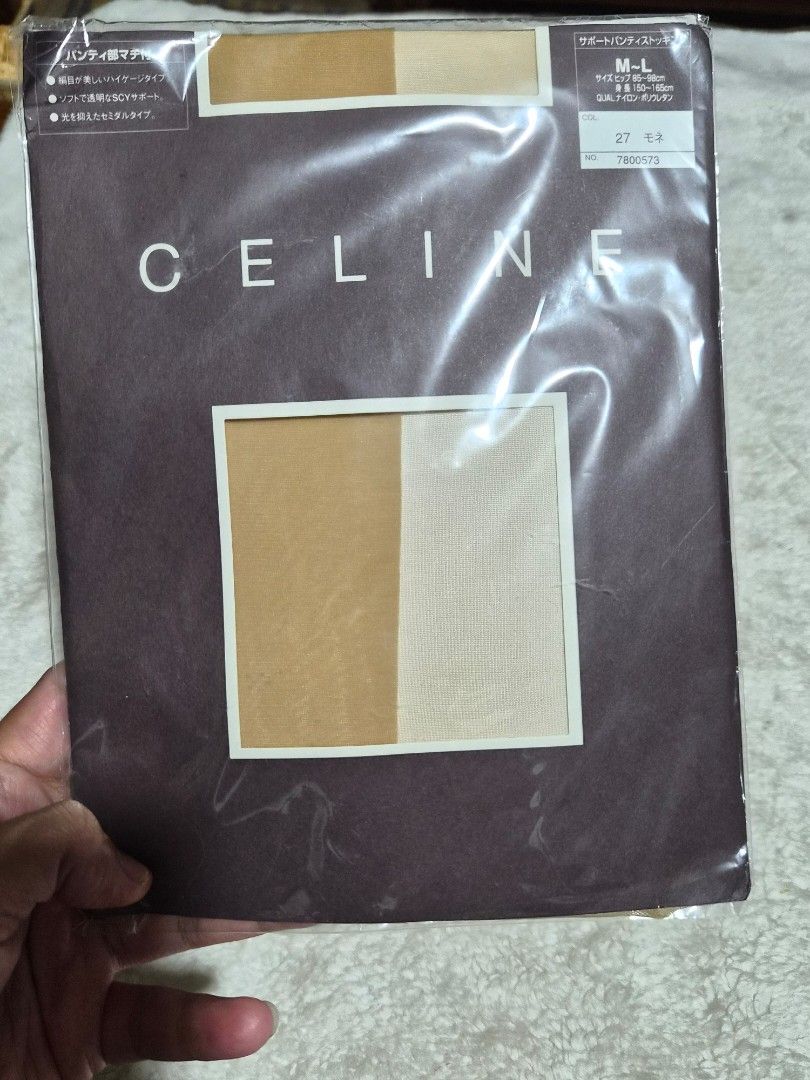 Celine Pantyhose Size M~L (Category: Undergarments & Loungewear) located in Mandaue City. Submitted by chuchi152615 (Listing ID 1467009448, Image 1). Description: - Brand: Celine - Shade: 27 - Size: M to L (Fits hips 85-98cm, height 150-165cm) - Material: Nylon and polyurethane - Style: Soft, semi-transparent with a nice weave and high-gauge support - Condition: Brand new in original packaging.