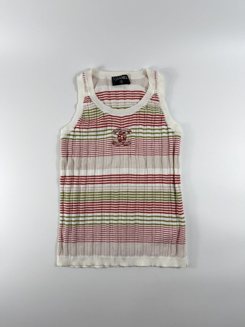Chanel - Sleeveless Tops (Category: Activewear) located in Mabalacat. Submitted by seanthep (Listing ID 1467102126, Image 1). Description: Chanel - Sleeveless Tops Width: 13” can stretch to 15” Length: 20” .