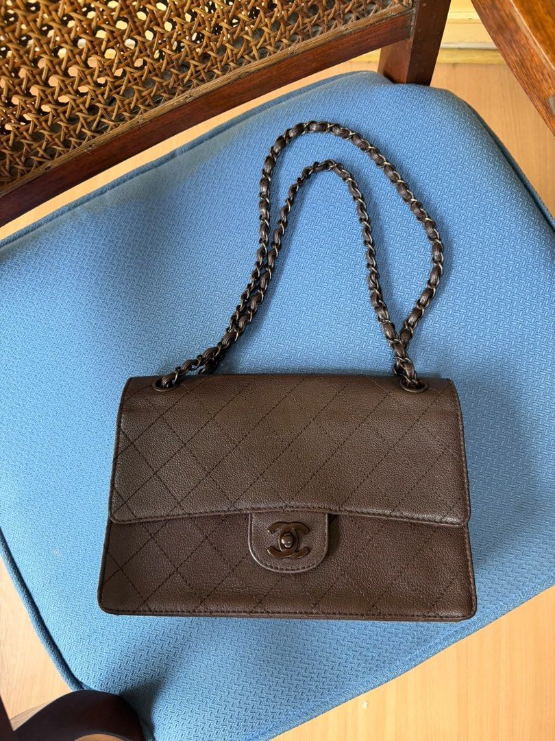 Chanel Brown Caviar Single Flap (Category: Luxury Bags & Wallets) located in Mandaluyong City. Submitted by marceditems (Listing ID 1467123734, Image 1). Description: - Material: brown caviar leather with quilted diamond pattern - Hardware: brown hardware with classic CC turn-lock closure - Strap: Chain interwoven with matching brown leather - Exterior: Convenient back slip pocket and structured side series 6, intact serial sticker - Condition: m