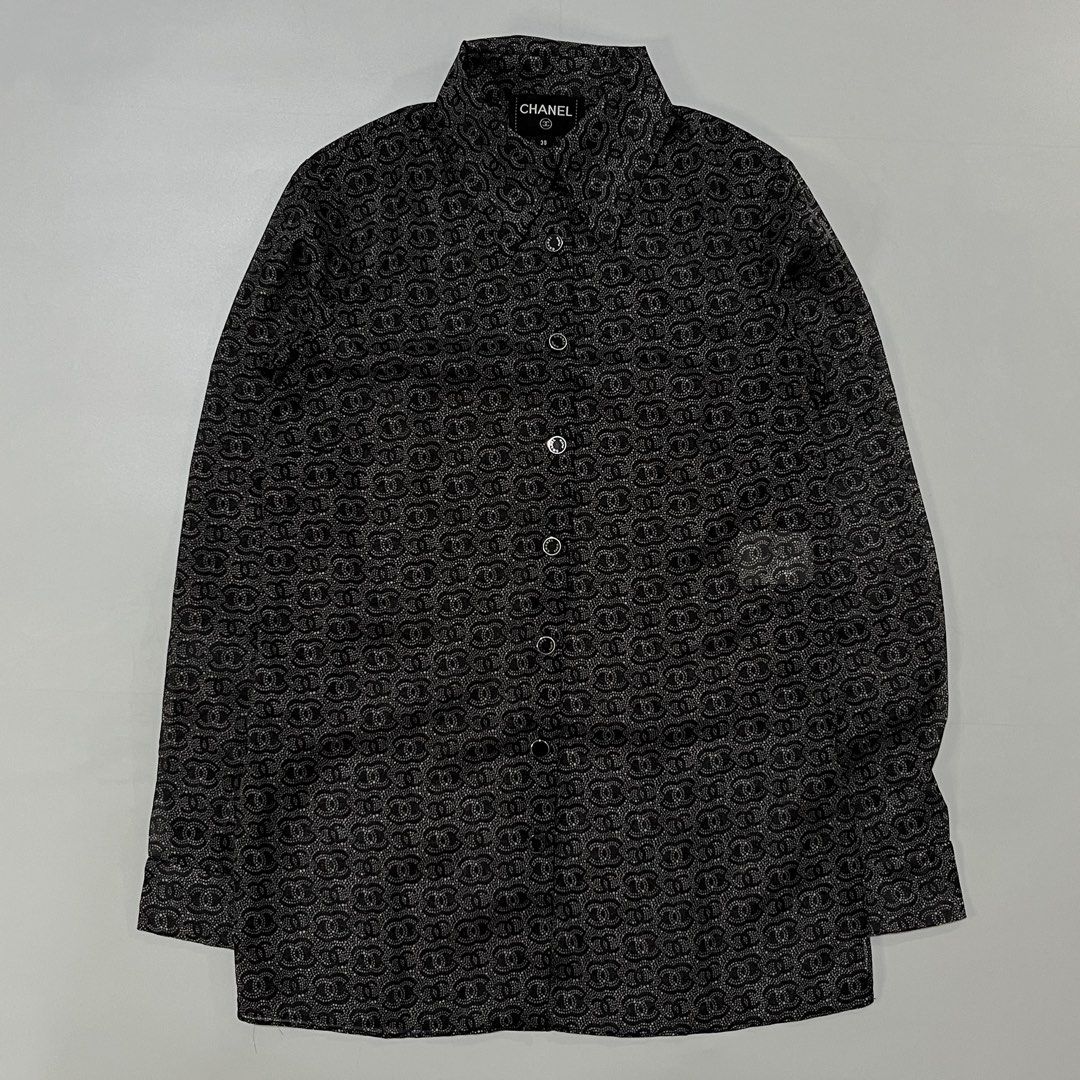 CHANEL MONOGRAM SHEER TOP (Category: Luxury Apparel) located in Bacolod City. Submitted by the.finest (Listing ID 1467104210, Image 1). Description: Chanel Monogram Sheer Top Tag Size: 38 Width: 18 Length: 28.5 Condition: 9.5/10 3,500+shipping fee.