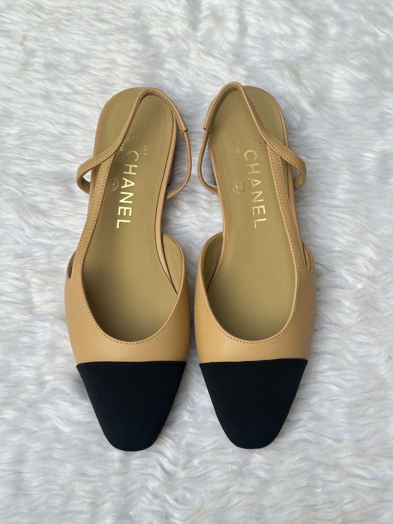 Chanel slingback flats (Category: Flats & Sandals) located in Daraga. Submitted by donjim (Listing ID 1467066079, Image 1). Description: Authentic Classic Chanel slingback flats, size 38 (25cm insole), no major flaws, with dustbag.