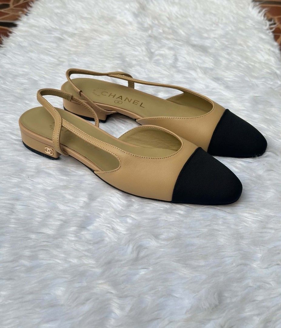 Chanel slingback flats (Category: Flats & Sandals) located in Daraga. Submitted by donjim (Listing ID 1467066079, Image 3). Description: Authentic Classic Chanel slingback flats, size 38 (25cm insole), no major flaws, with dustbag.
