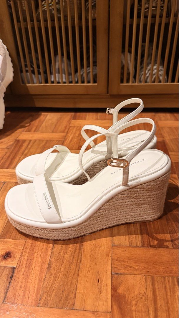 Charles & Keith White Espadrille Wedge Sandals (Category: Wedges) located in Paranaque City. Submitted by nglcwng (Listing ID 1467097670, Image 2). Description: **USED ONCE ONLY **NO BOX (I don’t keep boxes coz it’s a waste of space).