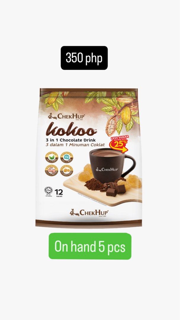 Chek hup chocolate drink (Category: Packaged & Instant Food) located in Baliuag. Submitted by maleysia_pasabae (Listing ID 1467108612, Image 1). Description: .