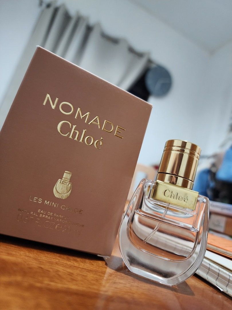 Chloé Nomade Eau De Parfum Mini 20ml (Category: Fragrance & Deodorants) located in Tagaytay City. Submitted by lovedbydarlene (Listing ID 1467077983, Image 1). Description: - Authentic Chloé Nomade Eau de Parfum - Convenient 20ml mini travel-size bottle (50-60% left) - Fresh and captivating floral chypre scent - Full bottle with clean glass and intact gold cap - Comes with original matching box rfs: decluttering .