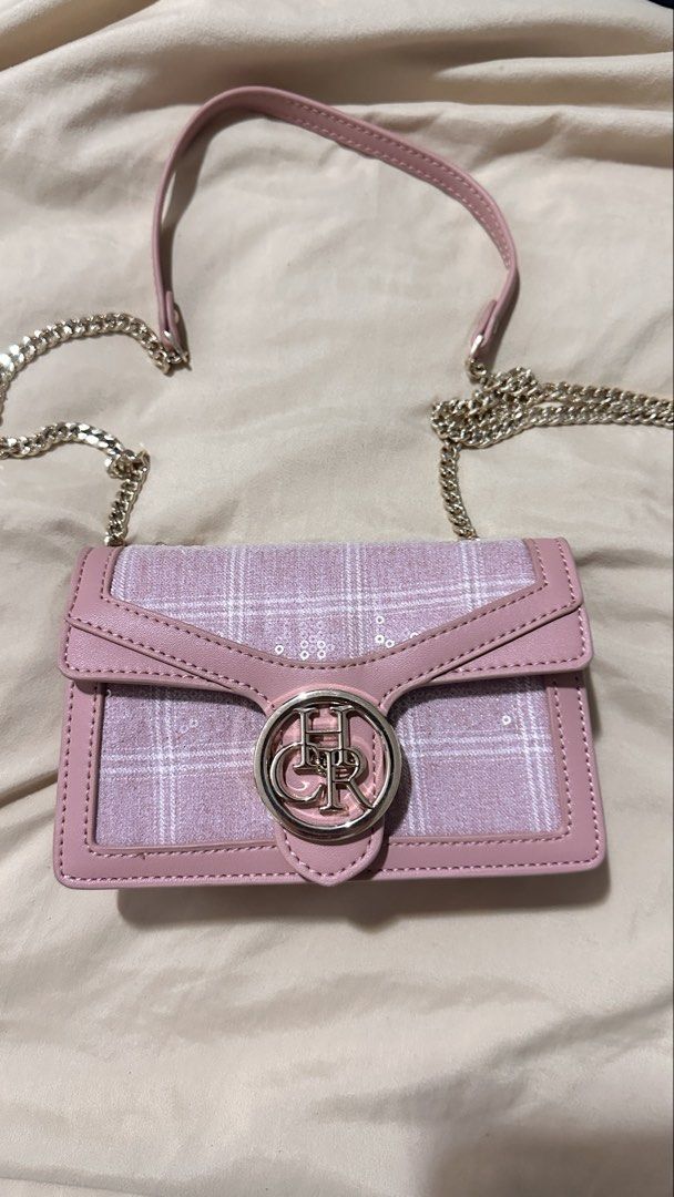 Chrisbella Pink Plaid Mini Crossbody Bag (Category: Shoulder Bags) located in San Fernando. Submitted by stephgxr (Listing ID 1467131621, Image 1). Description: Preloved Chrisbella Mini Crossbody Bag Pretty pink plaid design with gold‑tone CR emblem -Comes with original box -Condition: Gently used – no major stains or tears, chain & closure work well Price: ₱800 (negotiable).