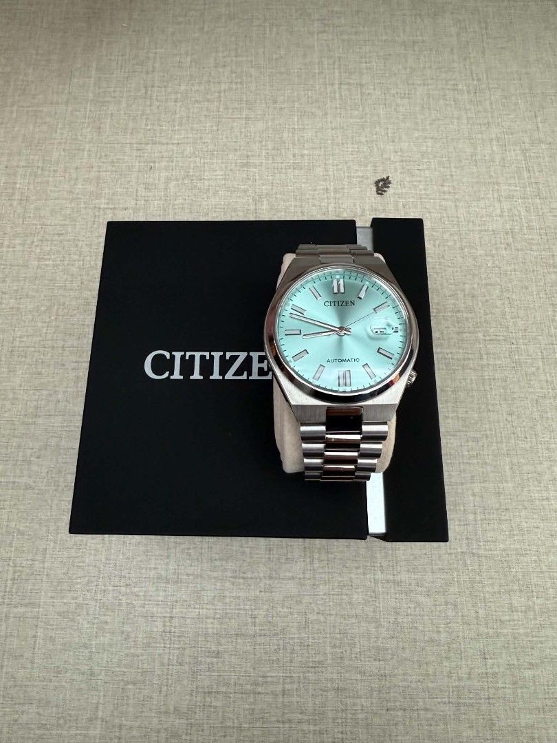 Citizen Tsuyosa Automatic Light Blue Dial Watch (Category: Men's Watches) located in Quezon City. Submitted by davidsgoodbuys (Listing ID 1467085672, Image 1). Description: - Model: Citizen Tsuyosa Automatic - Dial: Striking light blue with a clean layout - Features: Date window with magnifying lens and smooth automatic movement - Bracelet: Integrated stainless steel - Inclusions: Original black Citizen presentation box.