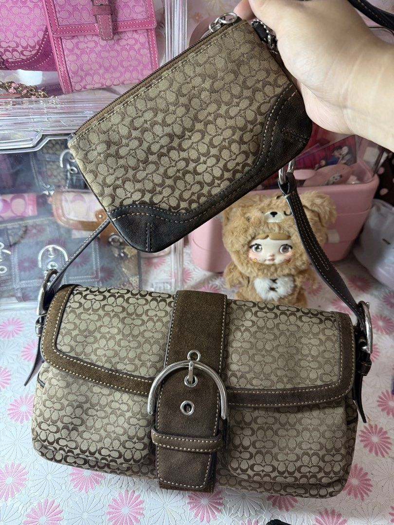 Coach Soho Brown Double Pocket Medium (Category: Luxury Bags & Wallets) located in Caloocan City. Submitted by cami.rae (Listing ID 1466999586, Image 1). Description: RANK A, BUNDLE 🐻 Bag - ₱13,000 fixed Wristlet - ₱1,500.