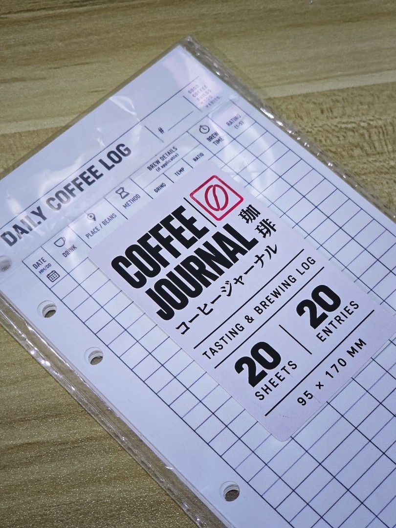 Coffee Journal – Tasting & Brewing Log (Category: Art & Prints) located in Caloocan City. Submitted by bingoo11 (Listing ID 1467048568, Image 1). Description: Coffee Journal – Tasting & Brewing Log 20 Coffee Journal Sheets • Free 2 Bonus Daily Coffee Log Sheets • 20 entries • A6 6-hole refill • 95 × 170 mm • Binder not included ₱99 / set Please check the size and hole placement before purchasing. MOP: GCash | GoTyme | MariBank Courier: Lalamove |