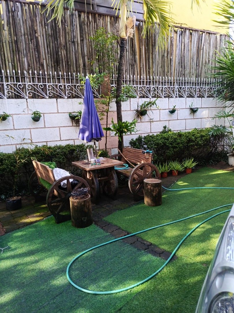 Concrete garden set for only 2,998 (Category: Outdoor Furniture) located in Rizal. Submitted by her_shey (Listing ID 1466971485, Image 3). Description: - Complete concrete garden set for backyard or patio lounging - Includes 2 rustic wagon wheel benches and a matching table - Includes 2 matching tree trunk side stools note: umbrella is NOT included hurry grab it now for only 2,998 pick up only.