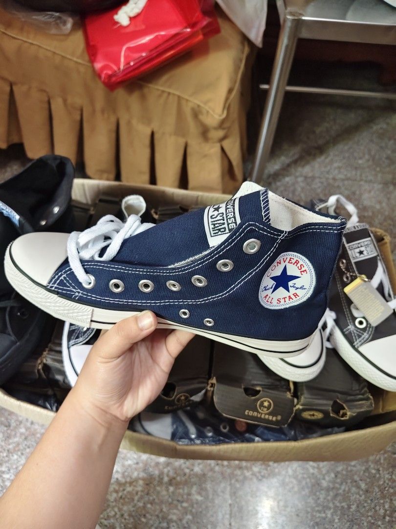 Converse Chuck Taylor Canvas High-cut and Low-cut (Category: Sneakers) located in Quezon City. Submitted by totally_trendy (Listing ID 1466999166, Image 3). Description: Converse Chuck Taylor All Star - Styles: Low-top and high-top - Colors: Black, blue, red, and charcoal grey - Details: Classic white rubber toe caps, contrast stitching, and tags attached - Packaging: With or without box (damaged) - Condition: Unused, from bodega - Sizes: 30-42 -