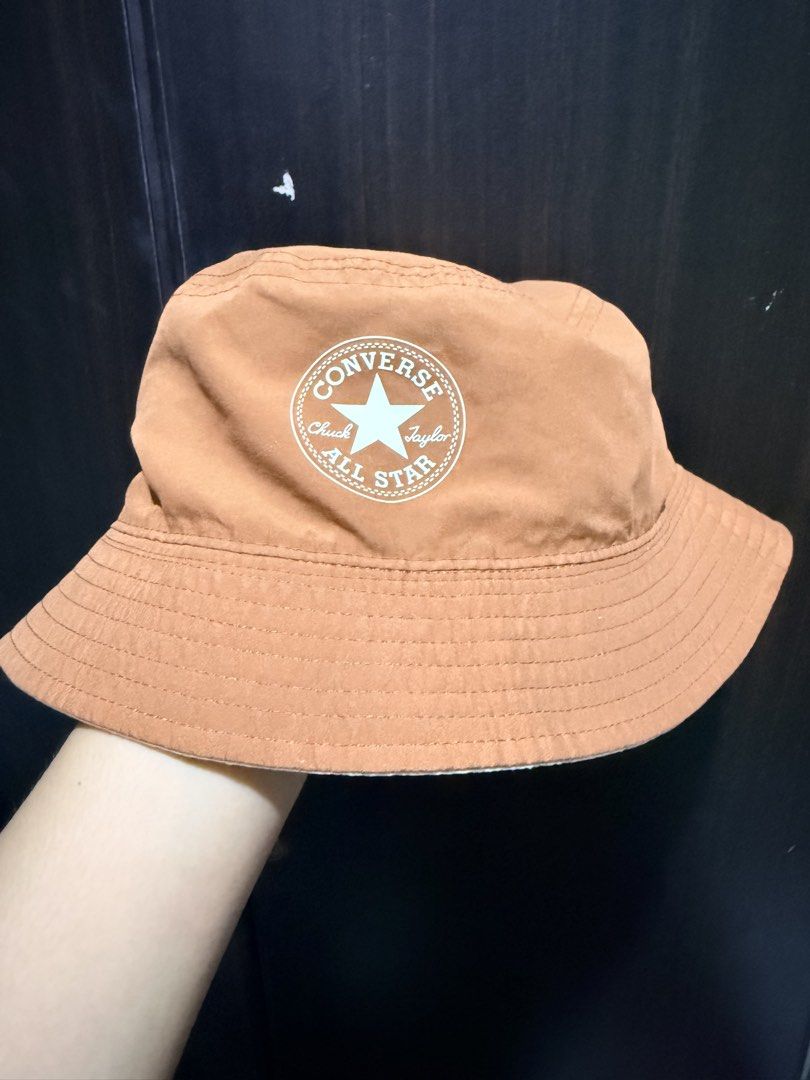 Converse Chuck Taylor Reversible Bucket Hat Brown White (Category: Hats & Beanies) located in Quezon City. Submitted by gel.cortez (Listing ID 1467010173, Image 1). Description: - Brand: Converse - Style: Reversible bucket hat (2-in-1 design) - Colorway 1: Brown with white Chuck Taylor logo patch - Colorway 2: White with black Chuck Taylor logo patch - Features: Packable, easy to fold, lightweight - Fit: Comfortable, fits most head sizes - Condit