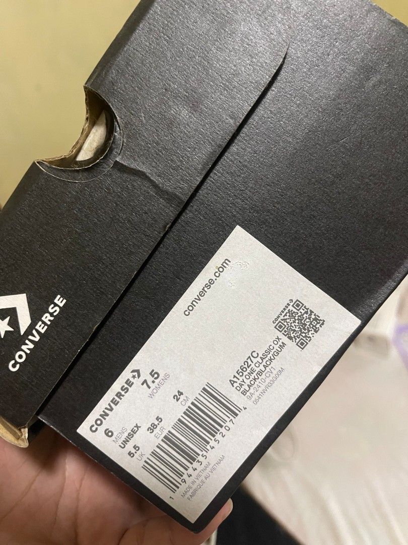 Converse Day One Classic Ox Black (Category: Casual Shoes) located in Manila. Submitted by reemafrias (Listing ID 1467028144, Image 1). Description: Price is negotiable - Brand: Converse - Model: Day One Classic Ox - Color: Black with Gum Soles - Size: UK 5.5 / US Men's 6 / US Women's 7.5 / EUR 38.5 / 24 cm - Condition: Brand new in box with original tags - Material: Classic canvas upper with lace-up design.