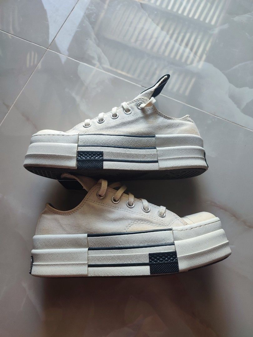 Converse x Rick Owens DBL Drkstar (Category: Sneakers) located in Mangaldan. Submitted by thrift.mo.ba (Listing ID 1466990750, Image 3). Description: Converse x Rick Owens DBL Drkstar 4.5 Men's / 6.5 Women's / 23.5 cm slight discoloration on upper and toe part needs cleaning.