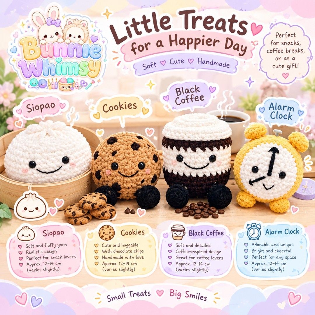 Cute Customize Plushies (Category: Announcements) located in Manila. Submitted by shelld (Listing ID 1466979462, Image 2). Description: 💝 Little Treats & Crochet Boba Collection 💝 ✨ Small Treats, Big Smiles! ✨ Meet our adorable handmade crochet collection! Each piece is carefully handcrafted with soft, premium yarn and lots of love. Perfect for adding a little cuteness to your space, gifting to someone special, or simply bringing a smile to you