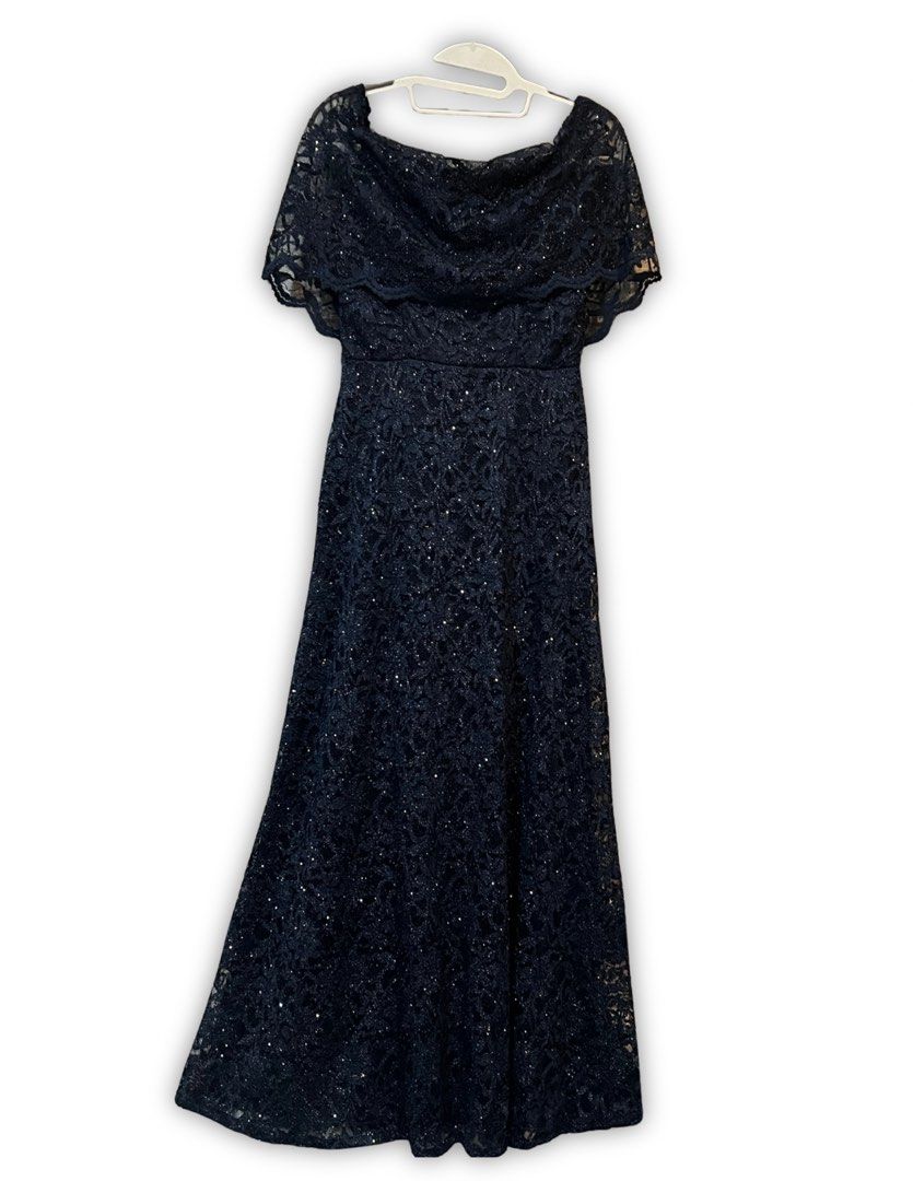 Dark Blue Off-Shoulder Lace Gown (Category: Dresses) located in Quezon City. Submitted by prelovedbynana.9 (Listing ID 1467081499, Image 1). Description: .