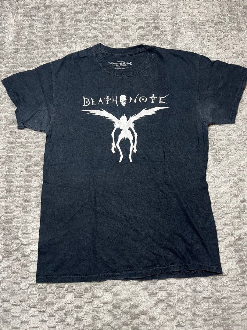 Death Note Shirt (Category: Tshirts & Polo Shirts ) located in Cagayan de Oro. Submitted by smoothstyle (Listing ID 1467128786, Image 1). Description: Death Note tee Very good condition 9/10 color rate Size: medium Dimes: 20x26.5 need wash.