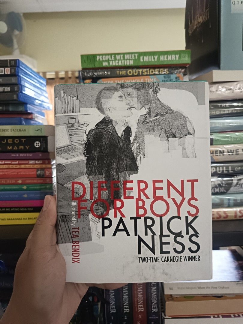 Different For Boys by Patrick Ness Illustrated by Tea Bendix (Category: Storybooks) located in Manila. Submitted by drey911 (Listing ID 1467138677, Image 1). Description: - Title: Different For Boys by Patrick Ness - Illustrated by: Tea Bendix - Format: Paperback, graphic novel style - Author Accolade: Two-time Carnegie winner - Condition: Clean cover, crisp pages - Recommended for: Fans of contemporary YA fiction and illustrated stories.