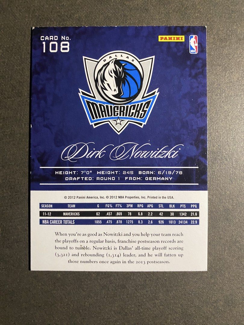 Dirk Nowitzki Panini Prestige #108 (Category: Raw Singles) located in Batangas. Submitted by hobbysyo (Listing ID 1467156646, Image 2). Description: Mop Gcash or Bpi Addl sf .