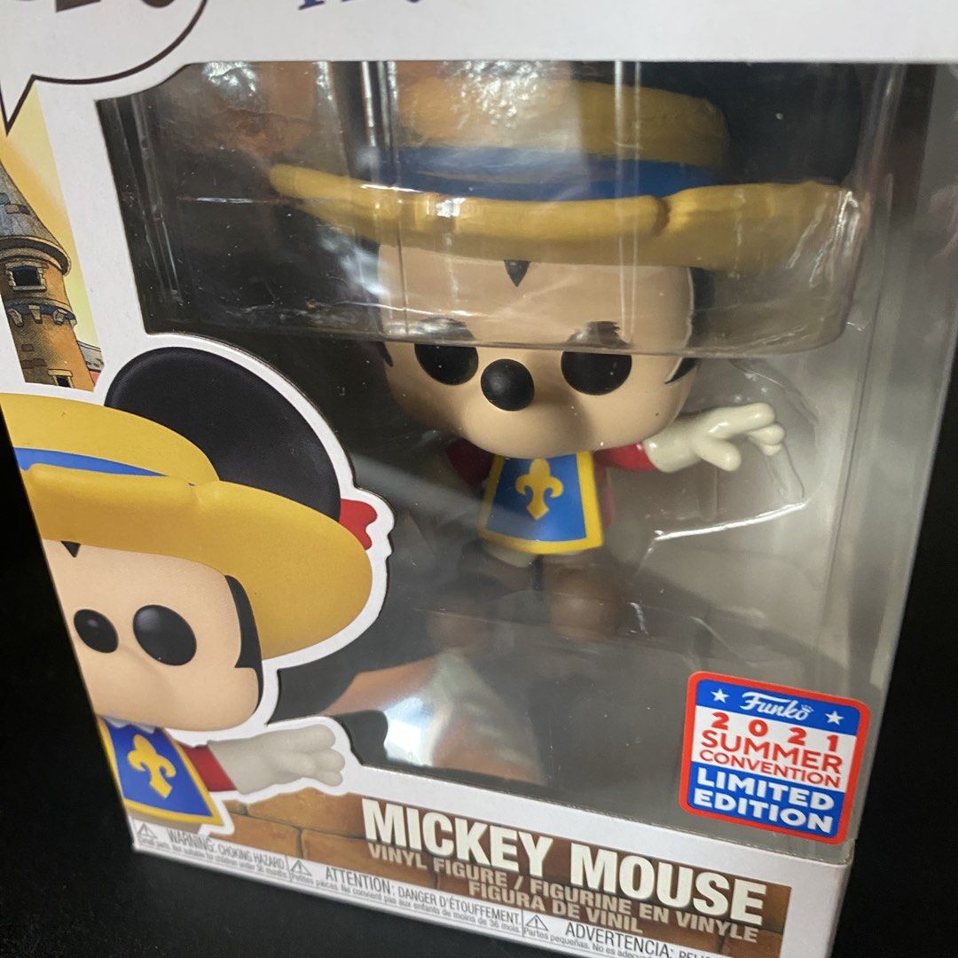 Disney The Three Musketeers Mickey Mouse 1042 (Category: Designer & Blind Box Toys) located in Taguig. Submitted by roderickdelacruz (Listing ID 1467005152, Image 2). Description: Mickey Mouse Funko Pop Vinyl Figure #1042( The Three Musketeers) from 2021 Summer Convention Limited Edition (comes with official sticker) - Mickey Mouse Design: Yellow hat, blue and gold tunic, holding a sword - Perfect for Disney and Funko collectors.