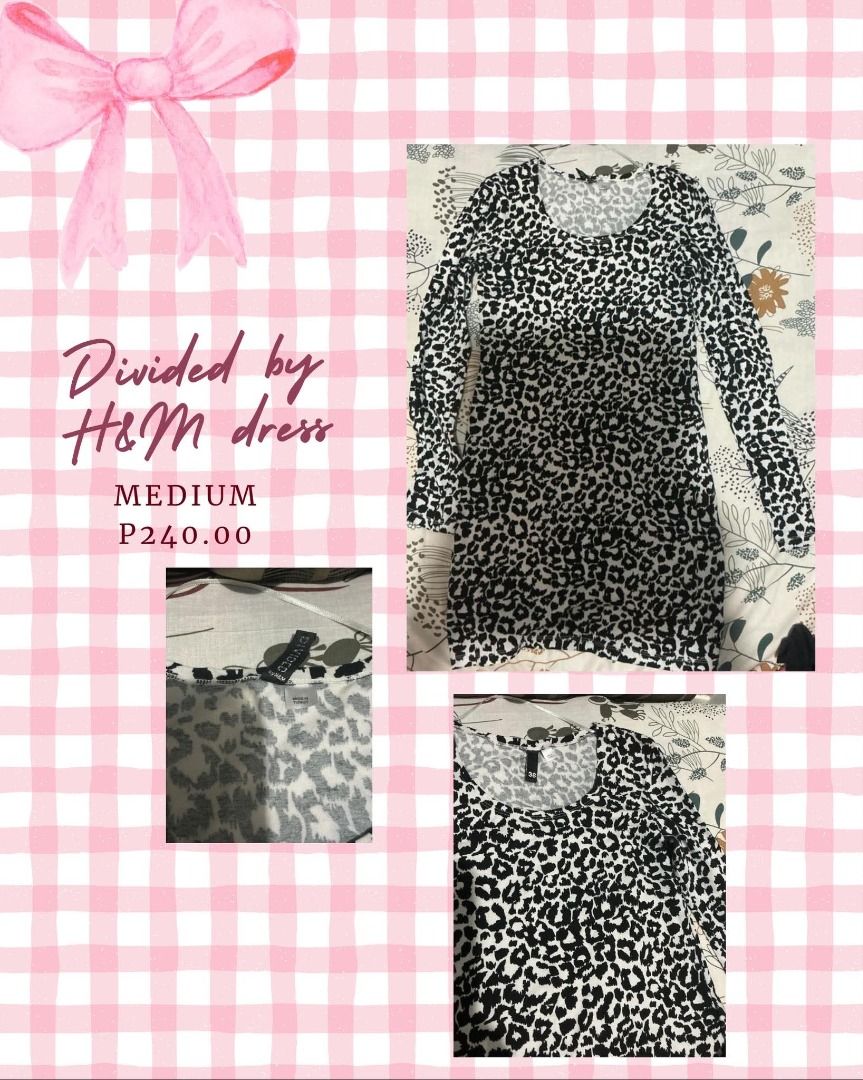 Divided by H&M leopard print long sleeve dress Medium (Category: Dresses) located in Caloocan City. Submitted by lovedbyavi (Listing ID 1467093704, Image 1). Description: - Brand: H&M - Print: Classic black and white leopard - Size: Medium (fits true to size) - Features: Long sleeves, scoop neckline, and stretchy fabric - Condition: Clean and ready to wear - Style: Versatile for casual days or nights out.