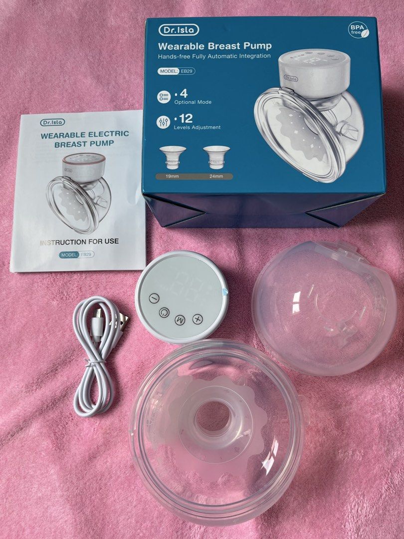 Dr. Isla Wearable Electric Breast Pump EB29 & Manual Pump (Category: Breastfeeding & Bottle Feeding) located in Pasay City. Submitted by ellenmaemagana (Listing ID 1467015241, Image 1). Description: - Dr. Isla Breast Pump Bundle (Great for new mums!) - 1x Dr. Isla EB29 Electric Wearable Breast Pump (Includes digital display, charging cable, manual, and original box) - 1x Dr. Isla 150ml Manual Massage Breast Pump (Includes handle and bottle) - All